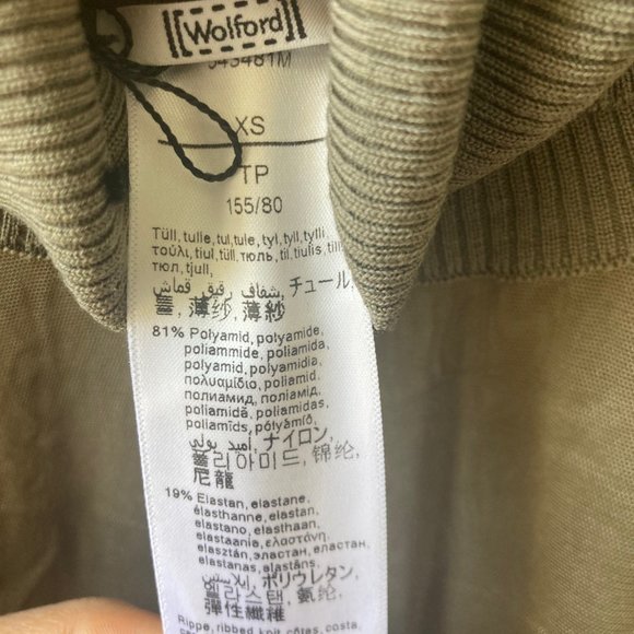 LIKE NEW~ WOLFORD TULLE PULLOVER TURTLENECK IN OLIVE GREEN~ XS - Picture 6 of 8